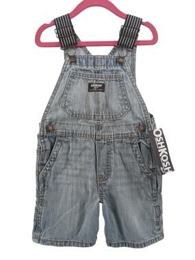 Denim Shortalls Boys Overall OshKosh B'gosh Blue 18M Logo Pockets Straps